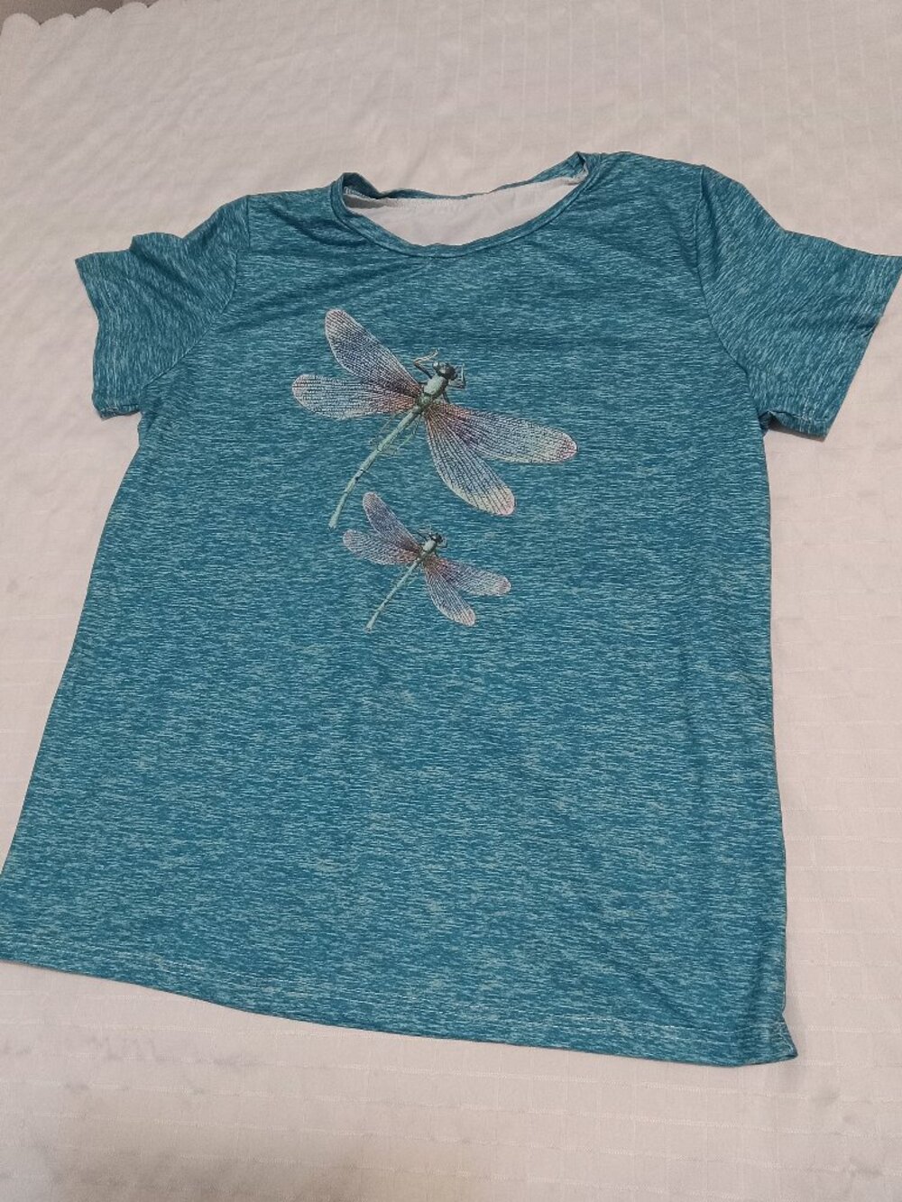 Women's summer short sleeves shirt with round neck and fireflies desing